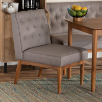 Baxton Studio BBT8051.13-GreyWalnut-CC Baxton Studio Riordan Mid-Century Modern Grey Fabric Upholstered and Walnut Brown Finished Wood Dining Chair